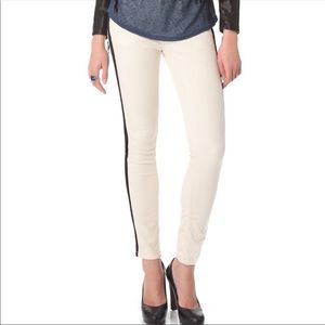 Free People Off-White Jeans with Black Leather